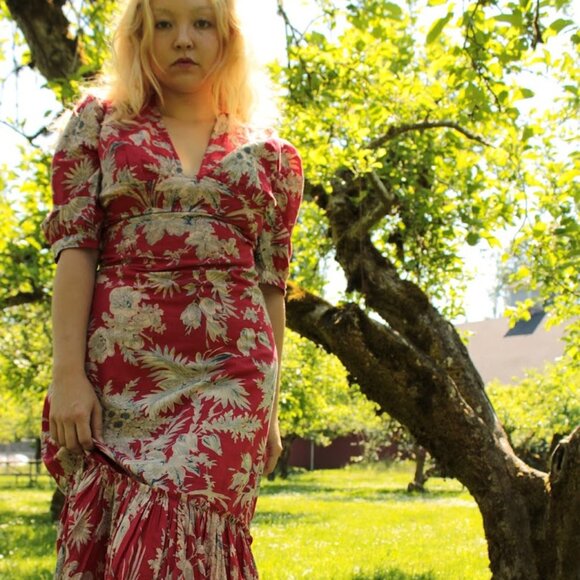 Red block print summer dress - Picture 5 of 5